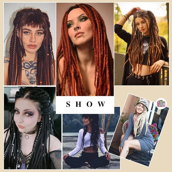 20 Inch Dark Brown Wool Dreadlock Extensions Double Ended 20 Strands 0.6… - Picture 6 of 7